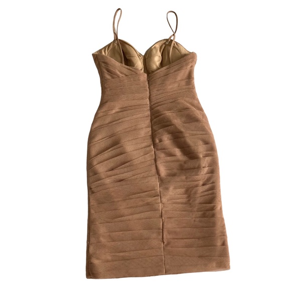 Wtoo tan cocktail ruched bodycon dress size 2 - Picture 2 of 7